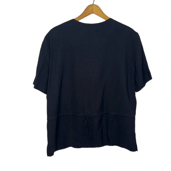 SHERI MARTIN Vintage 90s Linen Blend Floral Embroidered Lagenlook Jacket Blouse - Picture 6 of 9